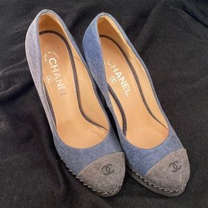 Chanel Denim and Chain Shoes 38 AUTHENTIC